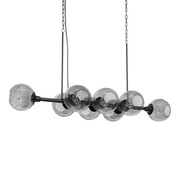 Oliver 48" L 8Light Mariko Black Metal And Smoked Glass